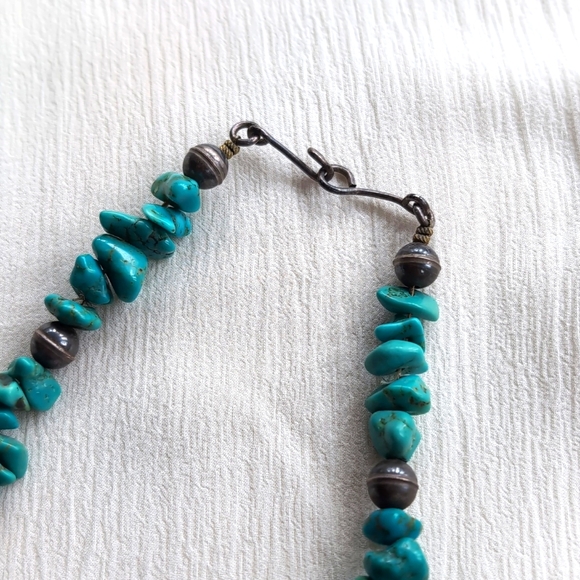 Vintage 1970s African (Ethiopian) Metal and Turquoise Rare Necklace - Picture 3 of 8